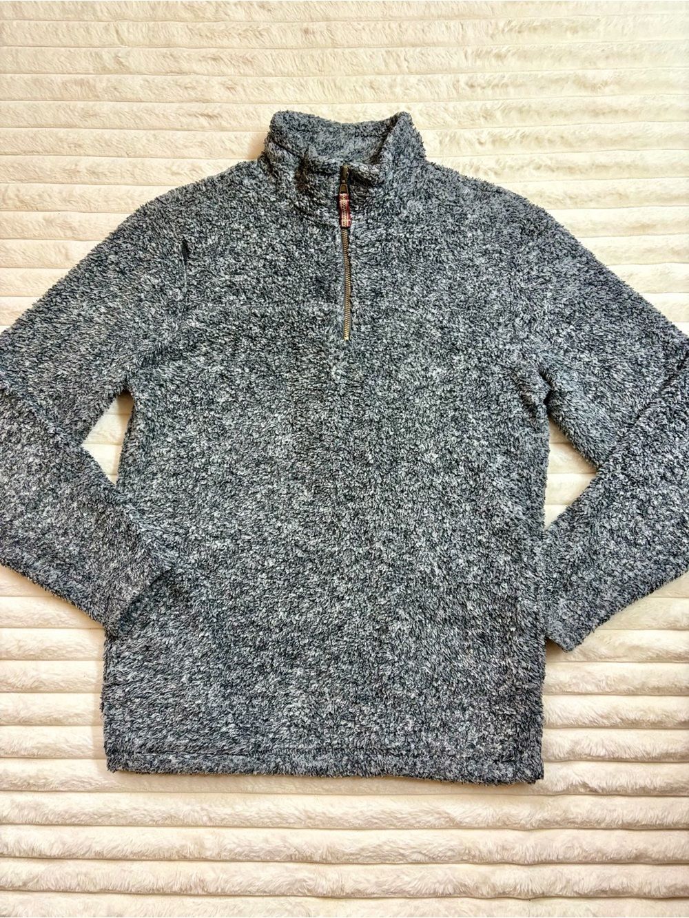 Men's Alpine Sherpa Size Small Heather Gray Sherpa Quarter-Zip Sweater Warm Cozy